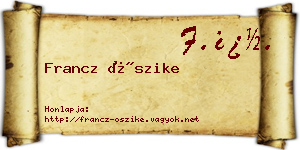 Francz Őszike névjegykártya